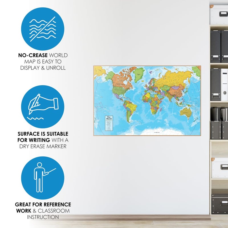 Waypoint Geographic Blue Ocean Series World Wall Map, Laminated World Map Poster, Educational Wall Art For Home, Classroom, or Office, Unique Gifts, 24â€ H x 36â€ W - Image 5